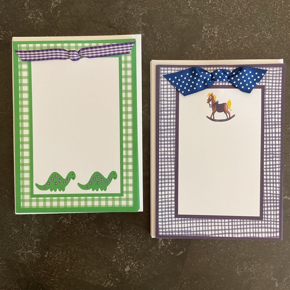 DIY blank invitations stationary sets whimsical rocking horse & dinosaur styles - Picture 1 of 7